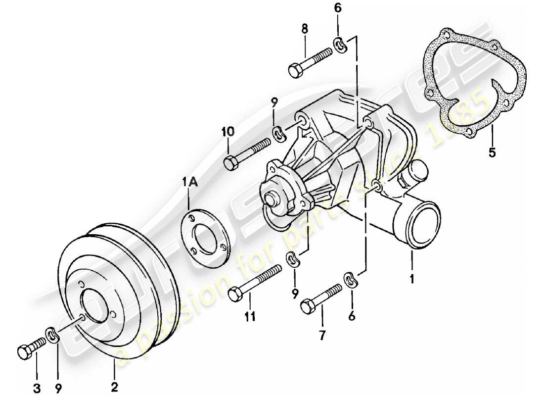 porsche 1981 (924) diagrama de piezas de la bomba de agua
