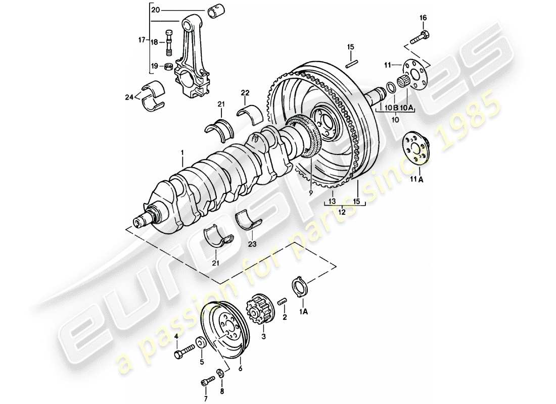 porsche 1984 (924) ciguenal - biela diagrama de piezas