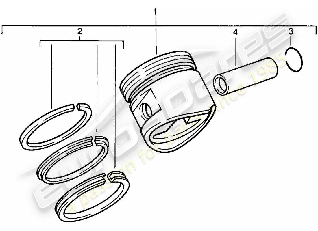 porsche 1979 (924) pistón - aros de pistón diagrama de piezas