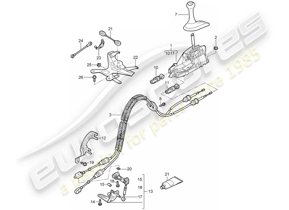 porsche 2007 (987 cayman) control de transmisión diagrama de piezas