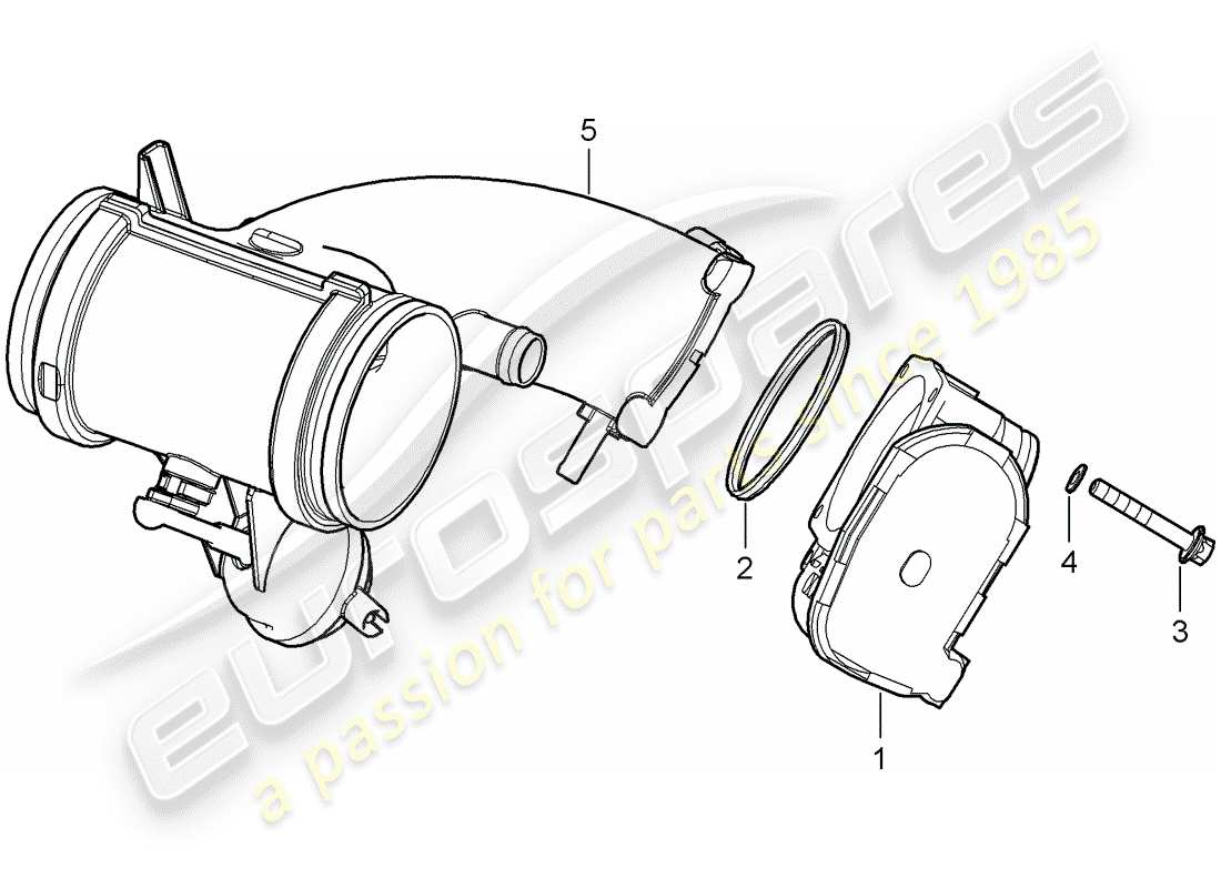 porsche 2007 (987 cayman) diagrama de piezas del cuerpo del acelerador