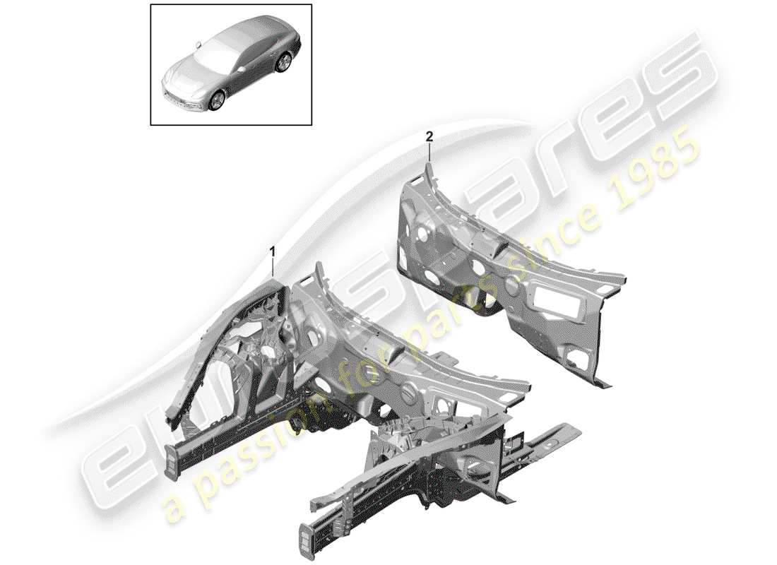 porsche 2017 (panamera 971-1) diagrama de piezas del extremo delantero
