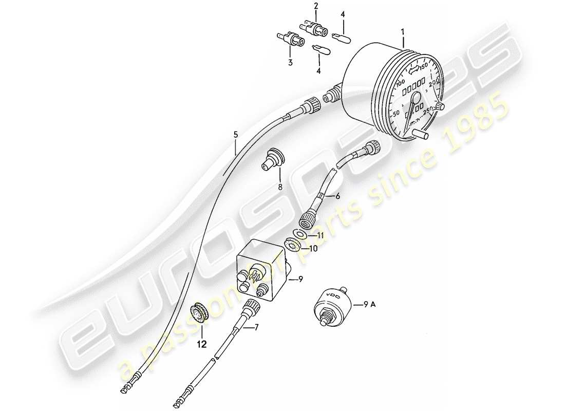 porsche 1979 (924) velocímetro - d >> - mj 1978 diagrama de piezas