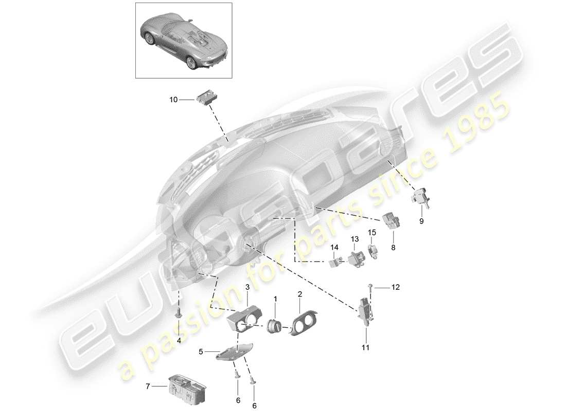 porsche 2015 (918 spyder) diagrama de piezas del interruptor