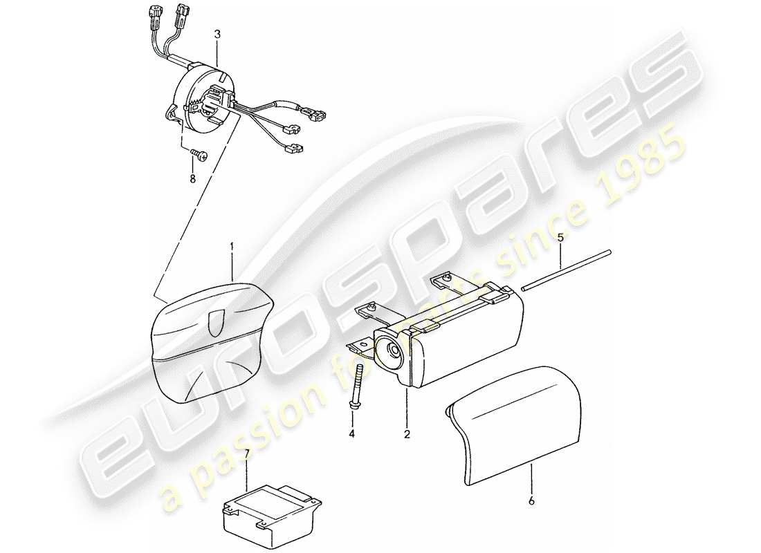 porsche 2001 (986 boxster) bolsa de aire diagrama de piezas