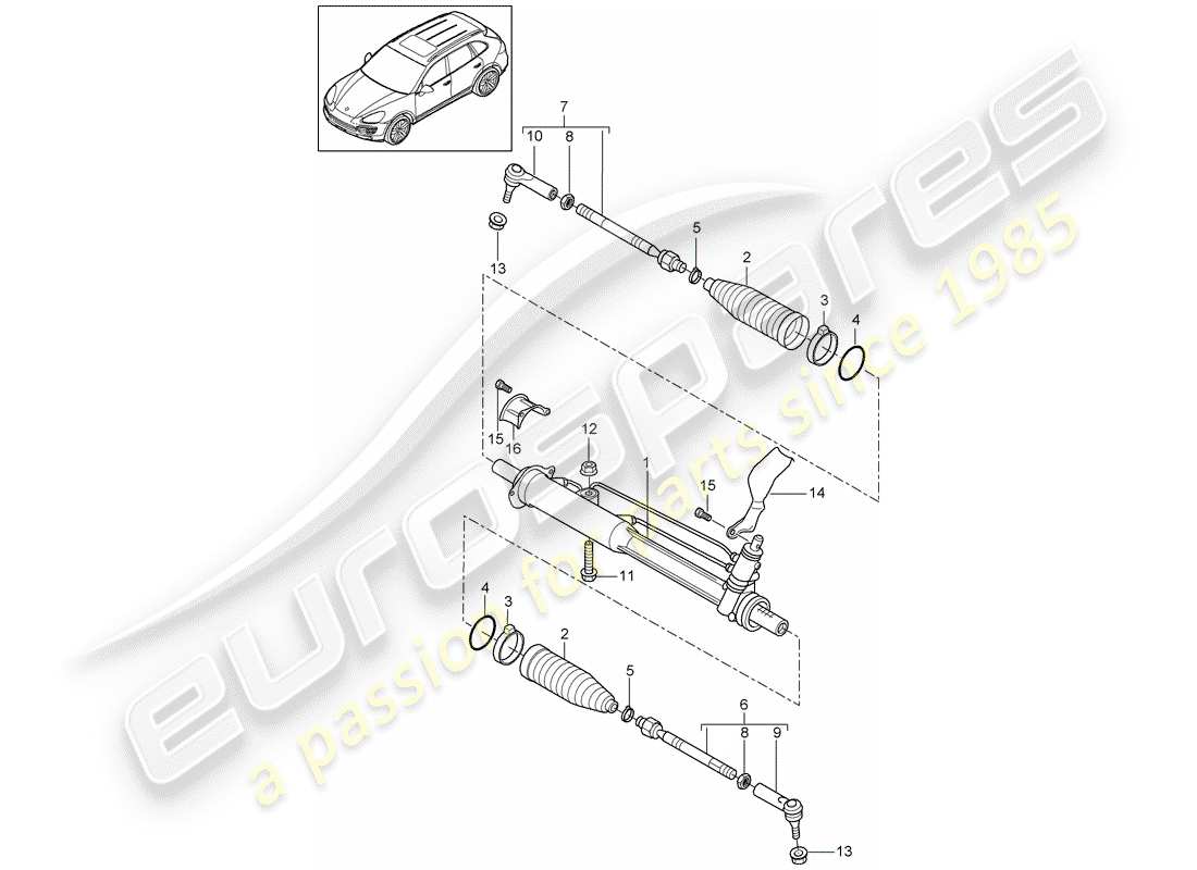 porsche 2016 (cayenne e2 92a) diagrama de piezas de la dirección asistida