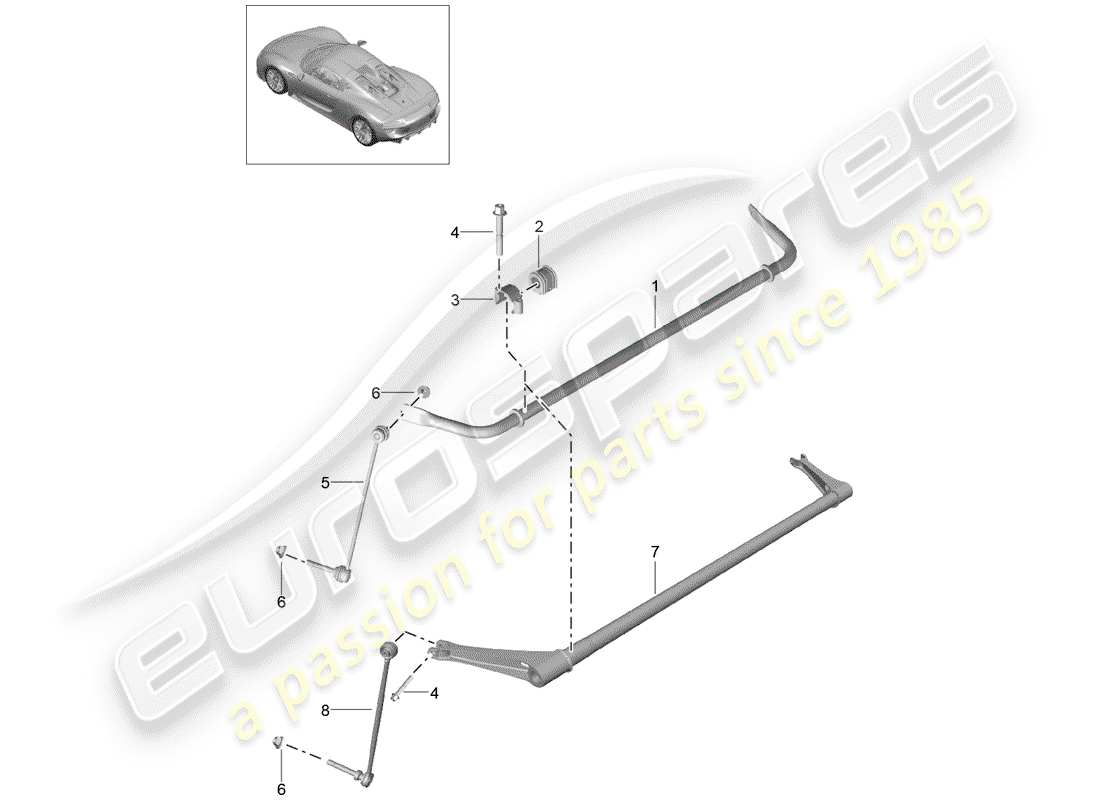 porsche 918 spyder (2015) diagrama de piezas del estabilizador