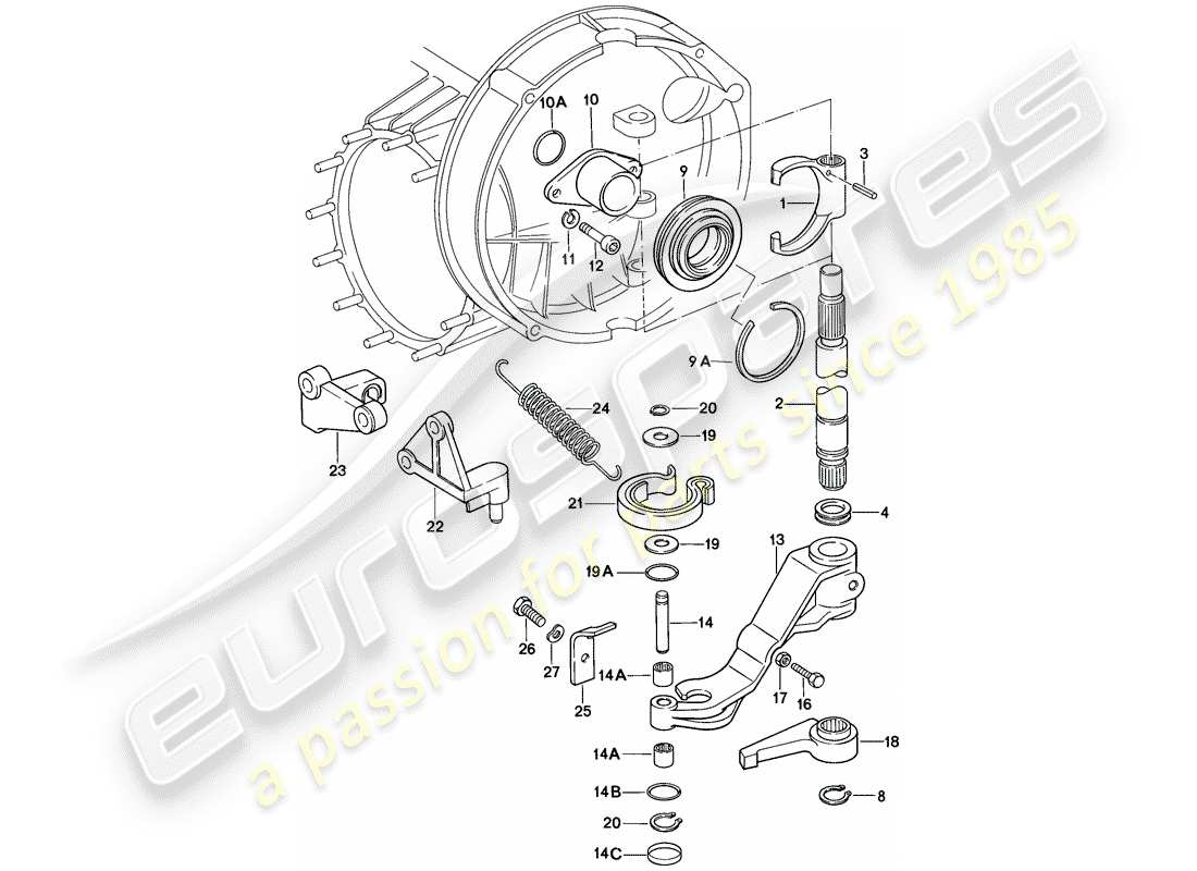 porsche 1984 (911) liberación del embrague diagrama de piezas