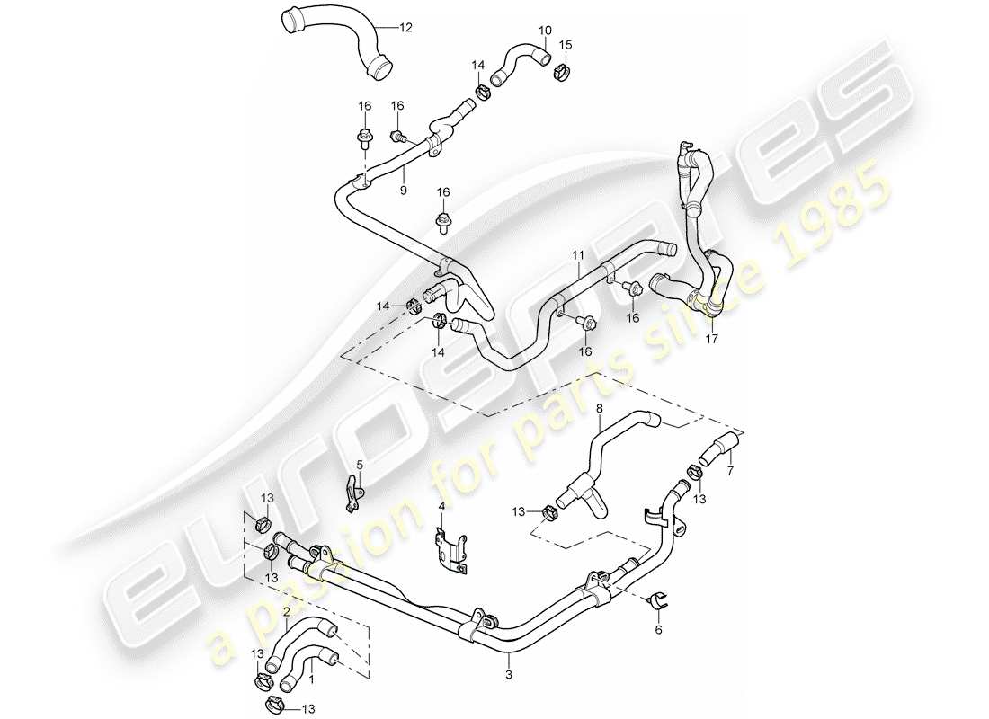 porsche 2005 (997-1) diagrama de partes de líneas
