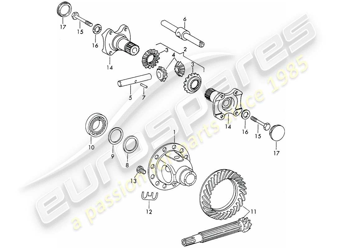 porsche 1966 (911/912) diferencial - - d >> - mj 1967 diagrama de piezas