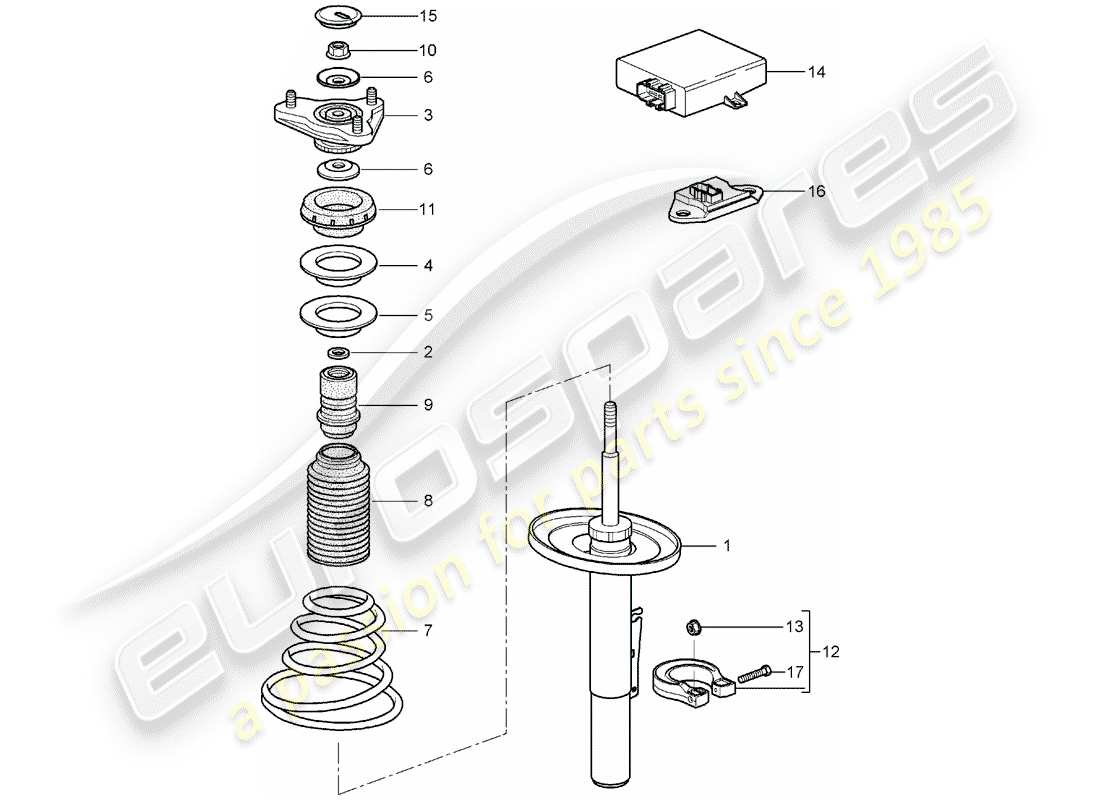 porsche 2007 (987 boxster) suspensión diagrama de piezas