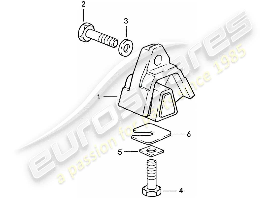 porsche 1990 (928) caja de cambios manual - suspensión de la transmisión diagrama de piezas