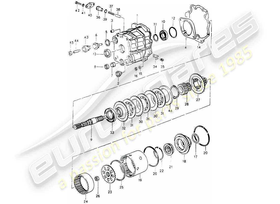 porsche 1989 (964) diagrama de piezas de la carcasa del distribuidor