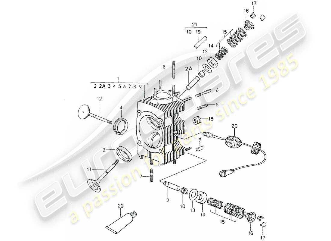porsche 1991 (964) cabeza de cilindro diagrama de piezas