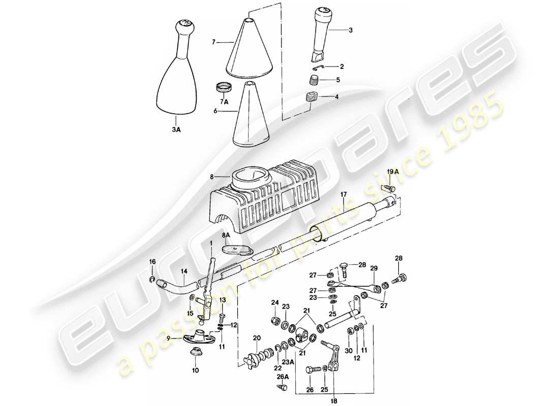 porsche 1981 (924) mecanismo de cambio - caja de cambios manual diagrama de piezas