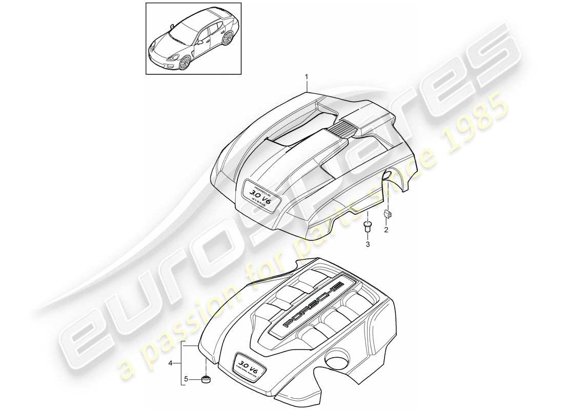 porsche 2013 (panamera 970) cubierta del motor diagrama de piezas
