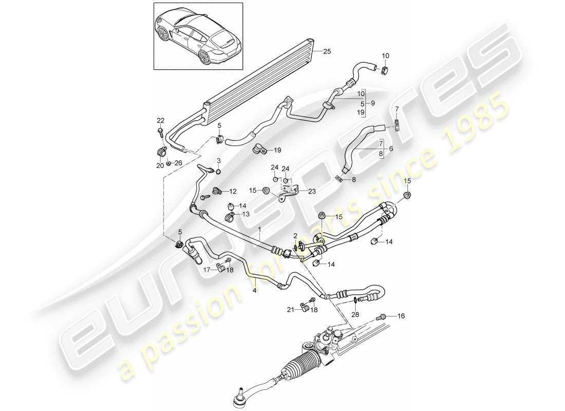 porsche 2013 (panamera 970) dirección asistida diagrama de piezas