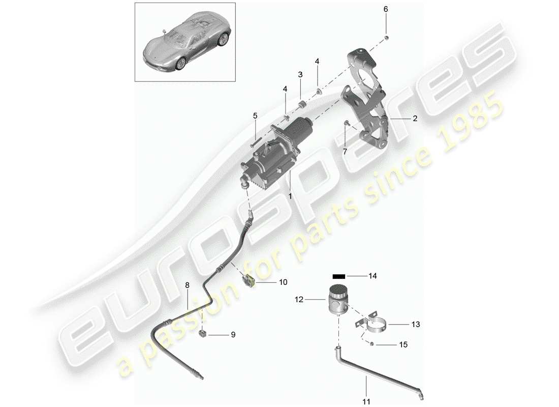porsche 2015 (918 spyder) mecanismo de control diagrama de piezas