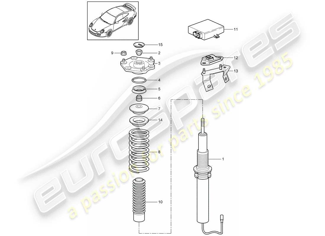 porsche 2013 (997-2 turbo / gt2 rs) diagrama de piezas de suspensión