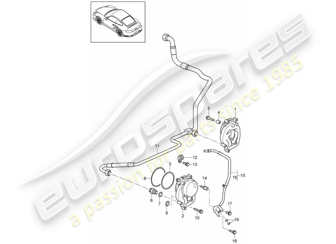 porsche 2013 (997-2 turbo / gt2 rs) diagrama de piezas de suministro de aceite