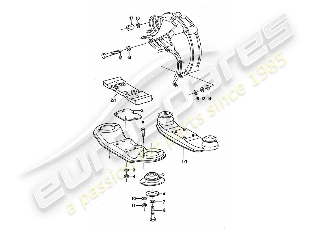 porsche 1975 (911 turbo) suspensión de la transmisión diagrama de piezas