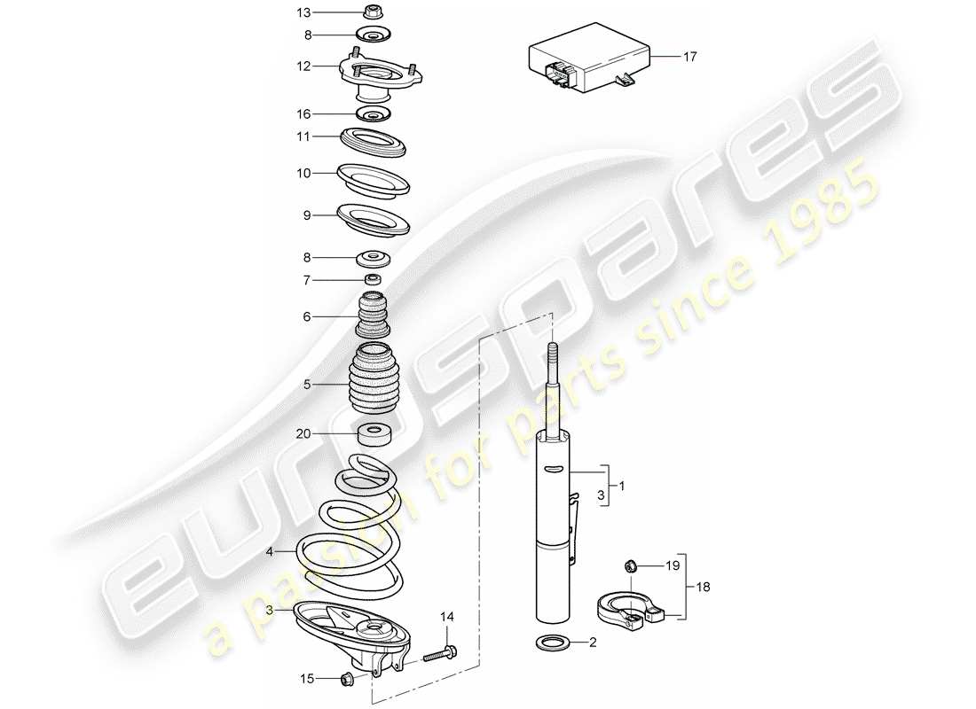 porsche 2005 (997-1) suspensión diagrama de piezas