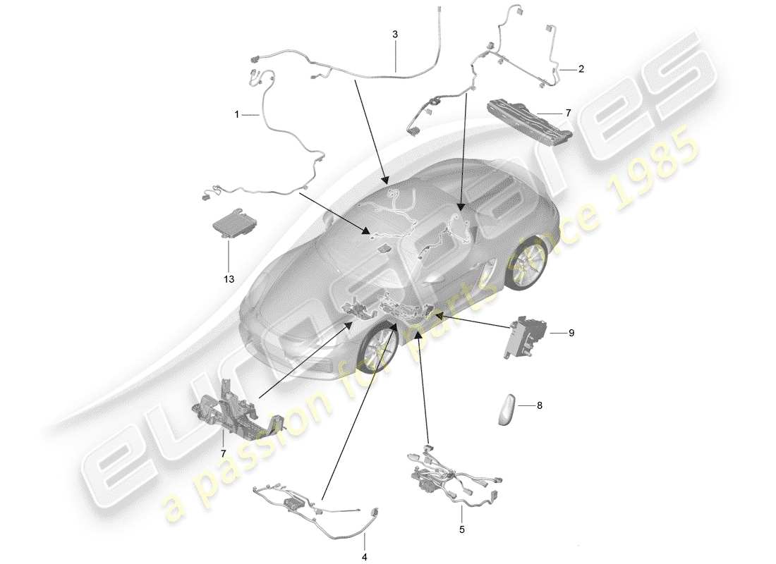 porsche 2016 (981 boxster spyder) arneses de cableado diagrama de piezas