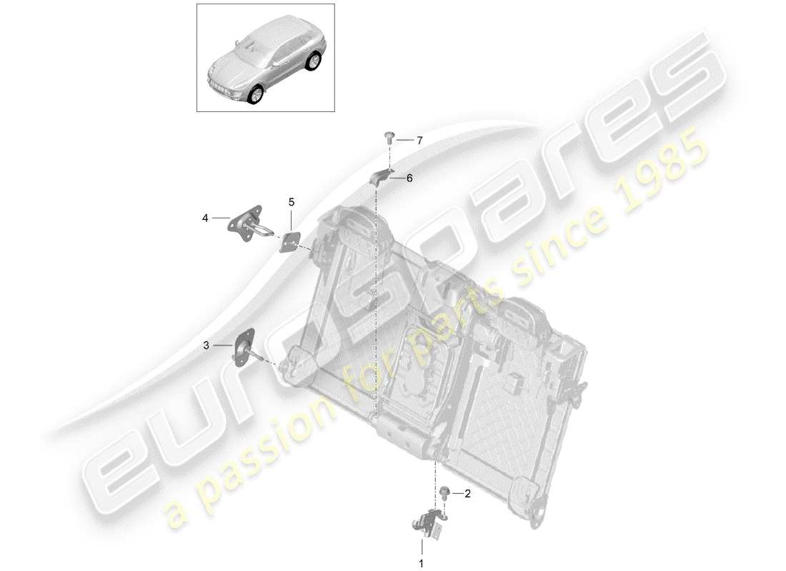 porsche 2016 (macan) diagrama de piezas del soporte