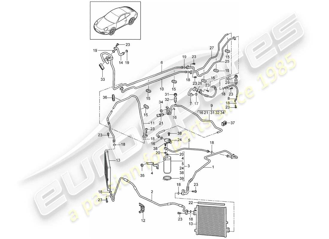 porsche 2012 (997-2) diagrama de piezas del circuito refrigerante