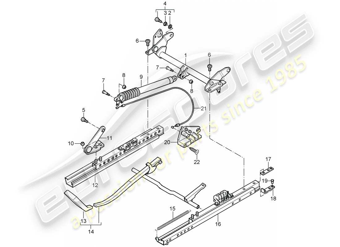 porsche 2002 (996 gt3) armadura del asiento - asiento deportivo - para vehículos con asiento en altura - ajuste esquema de piezas