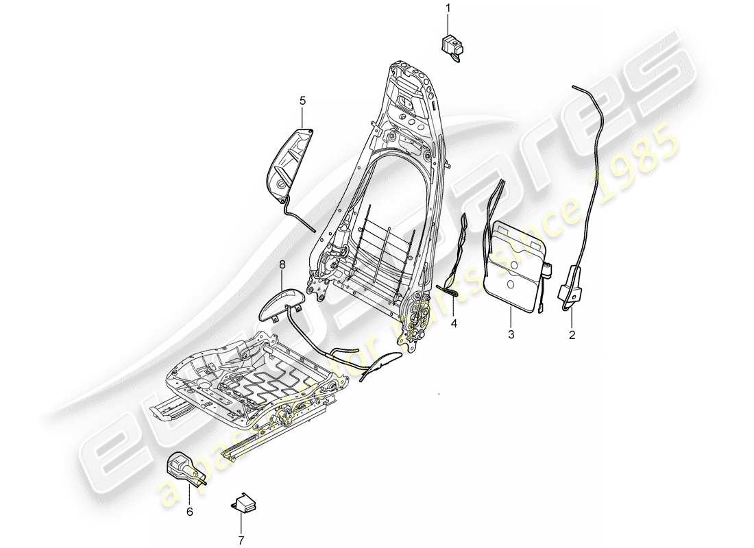 porsche 2009 997-2 turbo / gt2 soporte lumbar diagrama de piezas
