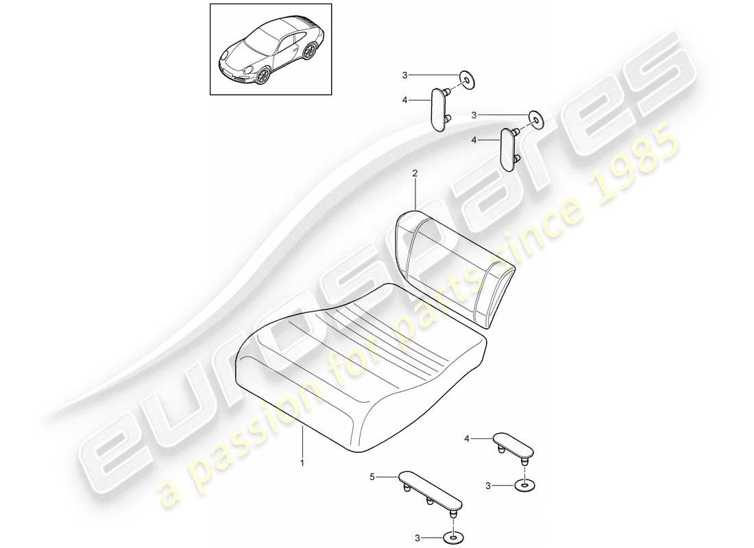 porsche 2012 (997-2) cojín del asiento trasero diagrama de piezas