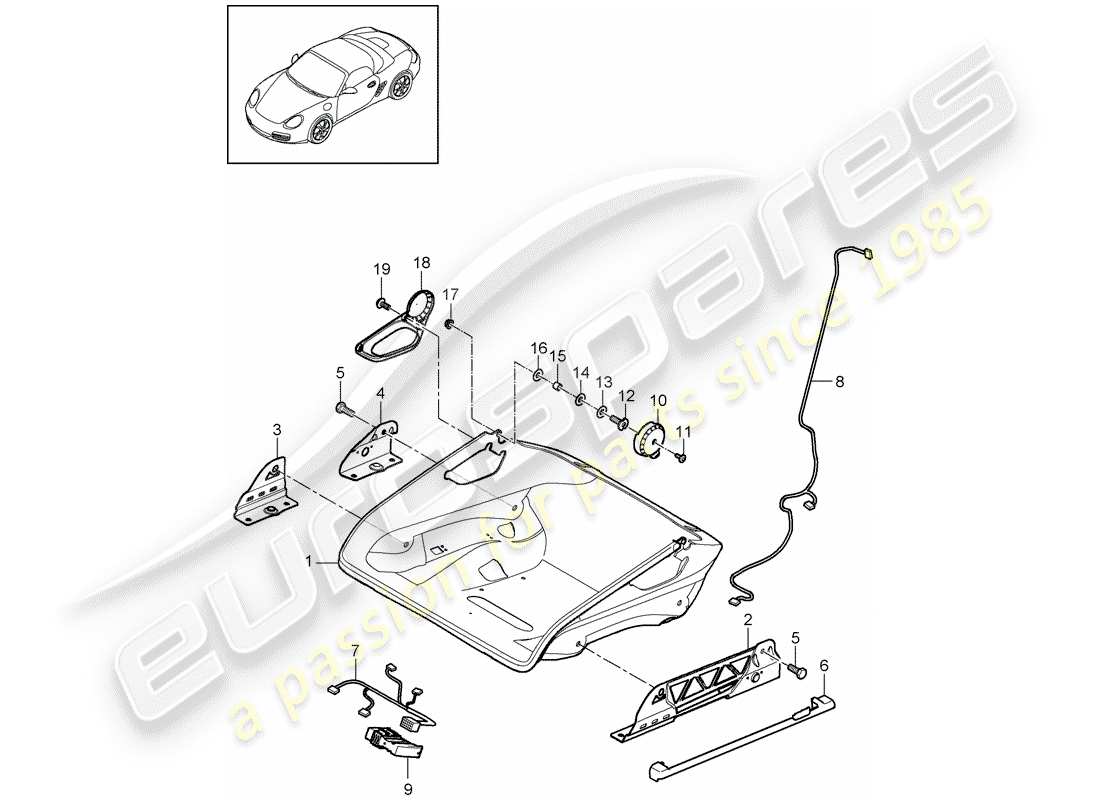 porsche 2011 (987 boxster) diagrama de piezas de seat