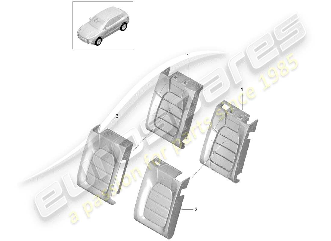 porsche 2014 (macan) parte de espuma diagrama de piezas