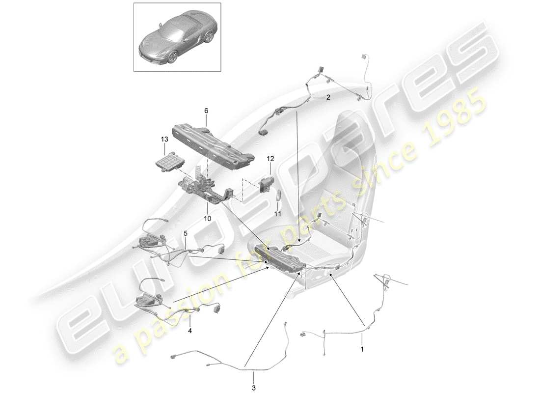 porsche 2015 (981 boxster) cableando arneses diagrama de piezas