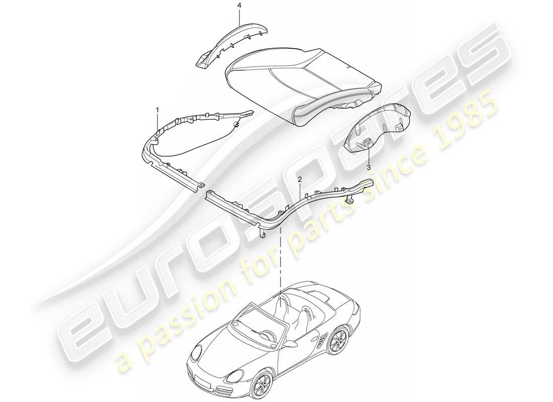 porsche 2012 (987 boxster) diagrama de piezas del portacojines