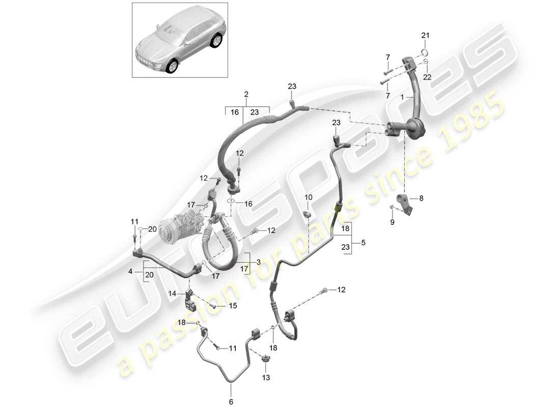 porsche 2015 (macan) circuito refrigerante diagrama de piezas