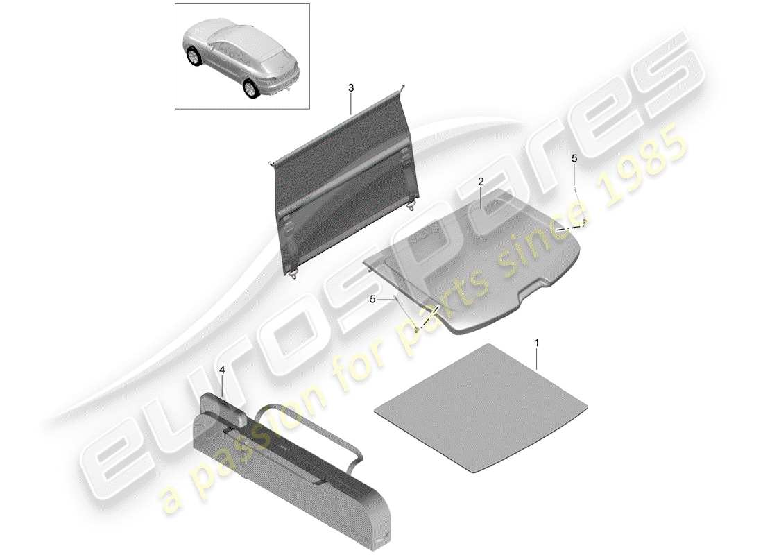 porsche 2016 (macan) cubierta para maletero diagrama de piezas