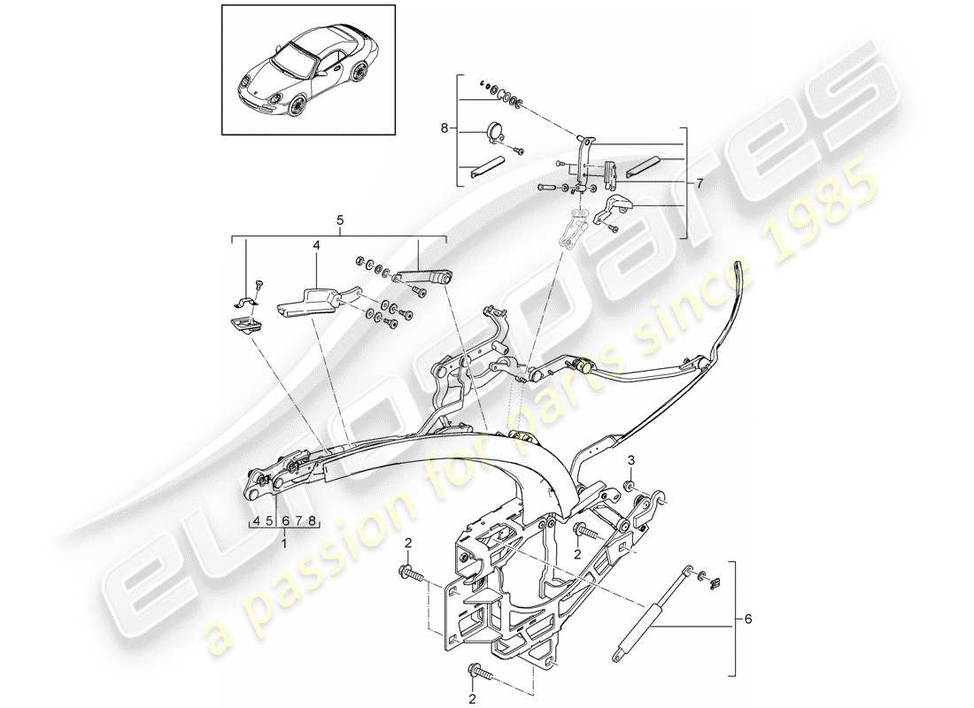 porsche 2009 (997-2) marco superior diagrama de piezas