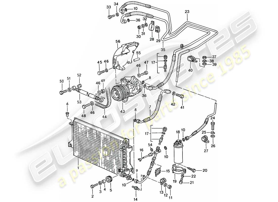 porsche 1986 (944) circuito refrigerante diagrama de piezas