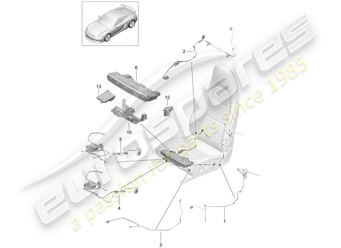 porsche 2016 (981 cayman gt4) cableando arneses diagrama de piezas