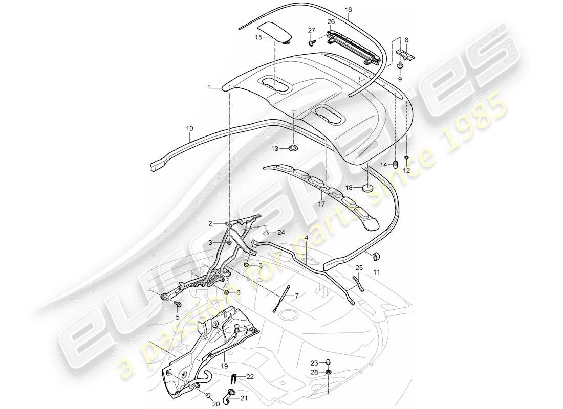 porsche 2012 (997-2) caja de almacenaje superior diagrama de piezas