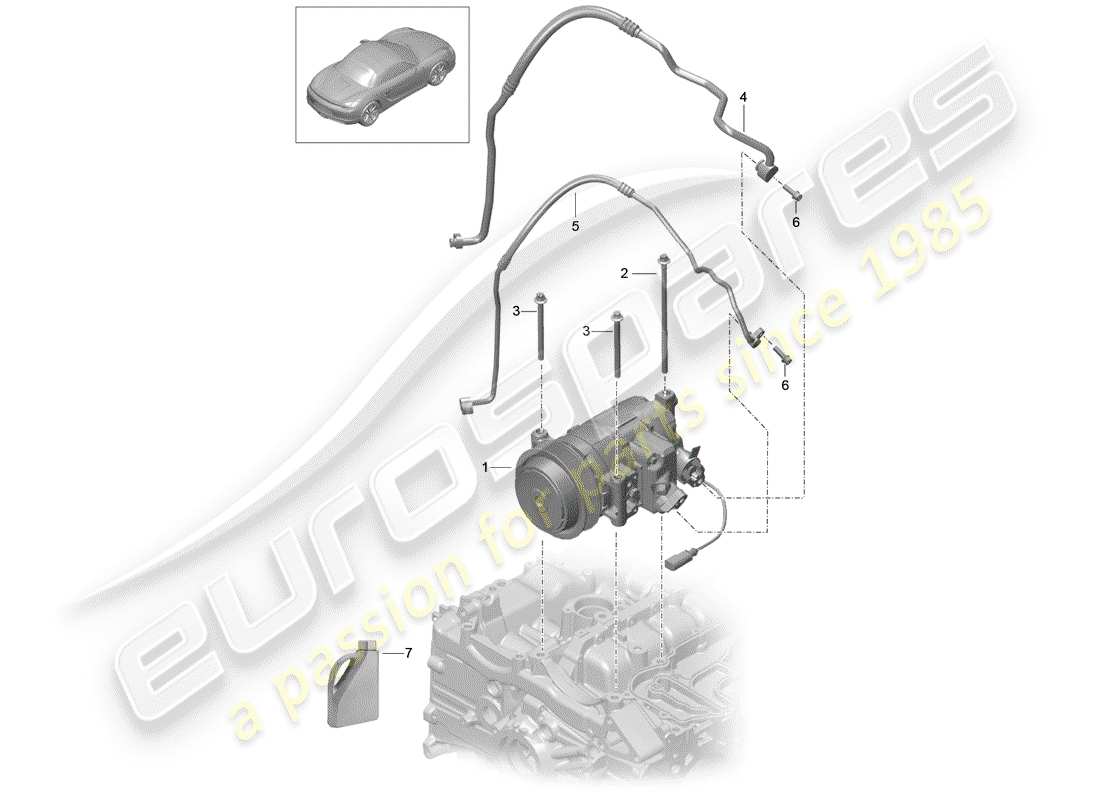 porsche 2013 (981 boxster) compresor diagrama de piezas