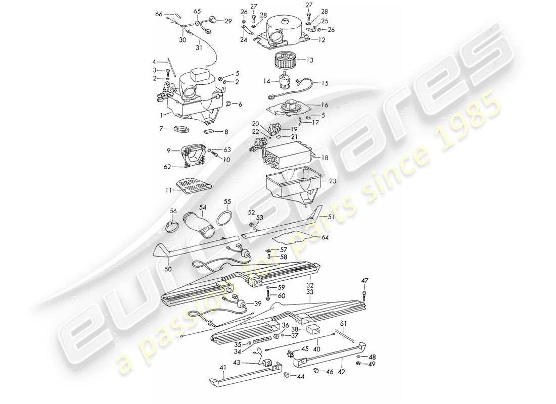 porsche 1966 (911/912) carcasa del evaporador - aire acondicionado - d - mj 1969>> diagrama de piezas