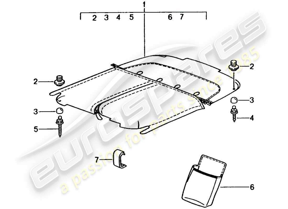 porsche 2012 (tequipment) diagrama de piezas de la cubierta tonneau