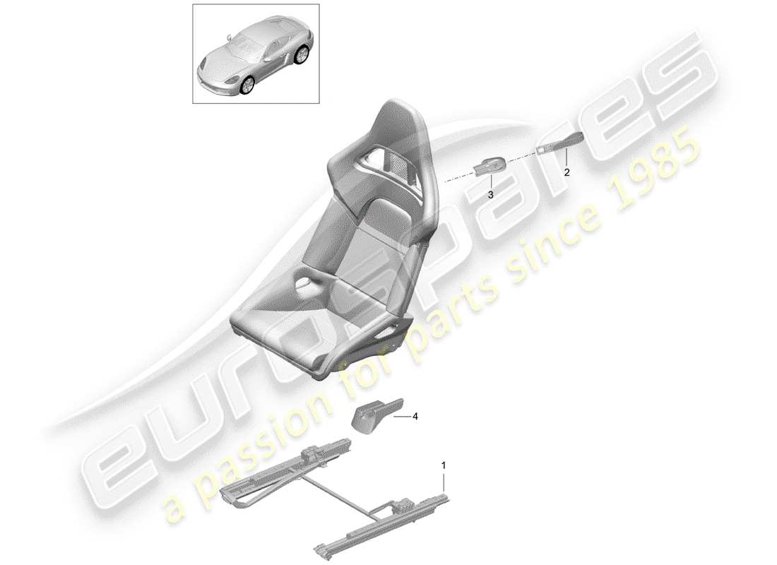 porsche 718 cayman (2020) diagrama de piezas de seat