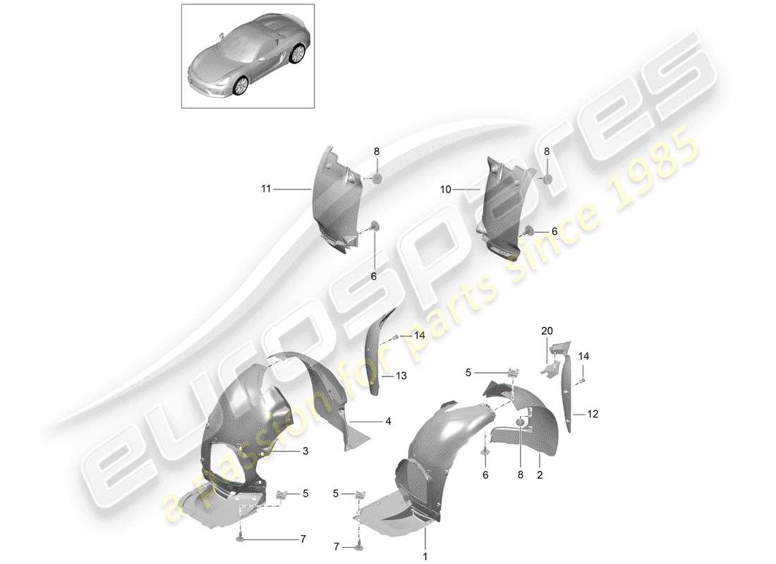 porsche 2016 (981 boxster spyder) diagrama de piezas de trims