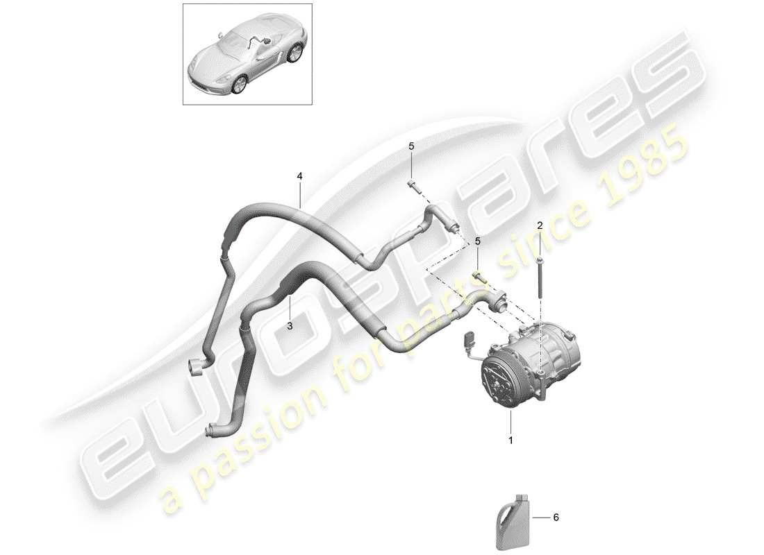 porsche 2017 (718 cayman) diagrama de piezas del compresor