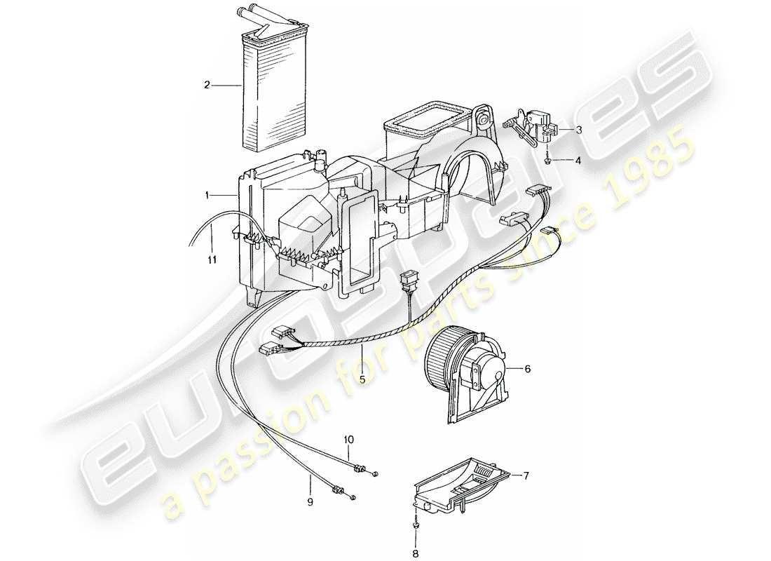 porsche 2001 (996 gt3) calentador - piezas individuales diagrama de piezas