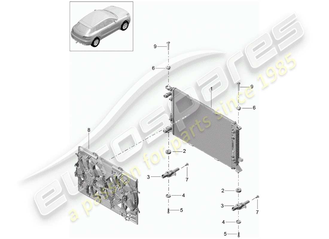 porsche 2016 (macan) diagrama de piezas de refrigeración por agua